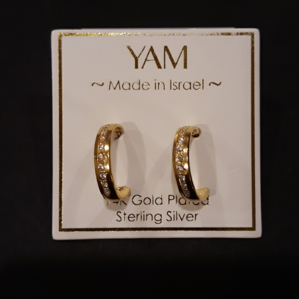 YAM 14k Gold Plated 10mm Cz Hoop Earrings